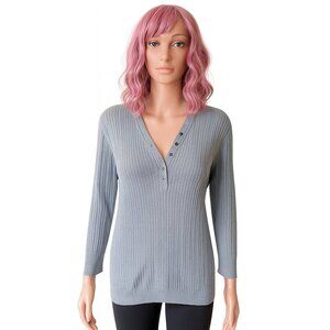 Faded Glory Gray Ribbed V-Neck Hoodie - Size L